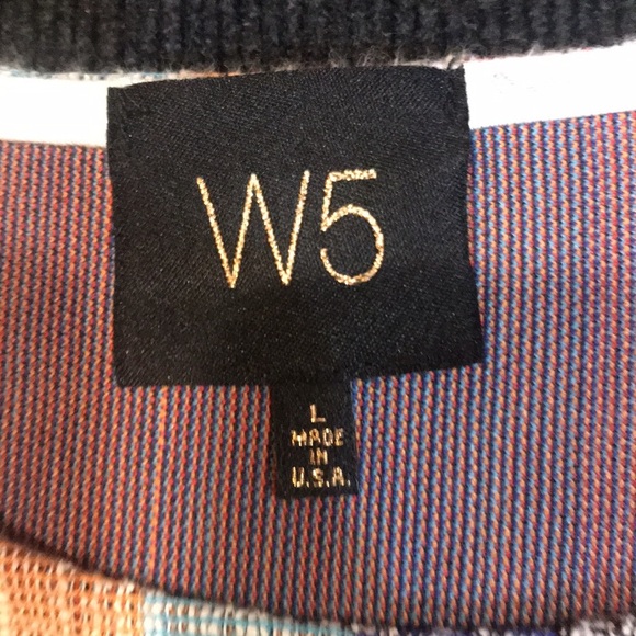 W5 (Anthropologie) Striped Rainbow Colored Knit Tie Waist Top-Size L - Picture 7 of 8